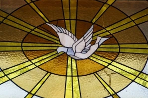 dove stained glass window